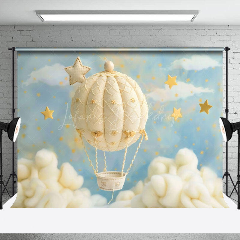 Lofaris Cute Hot Air Balloon Starry Sky Cake Smash Backdrop