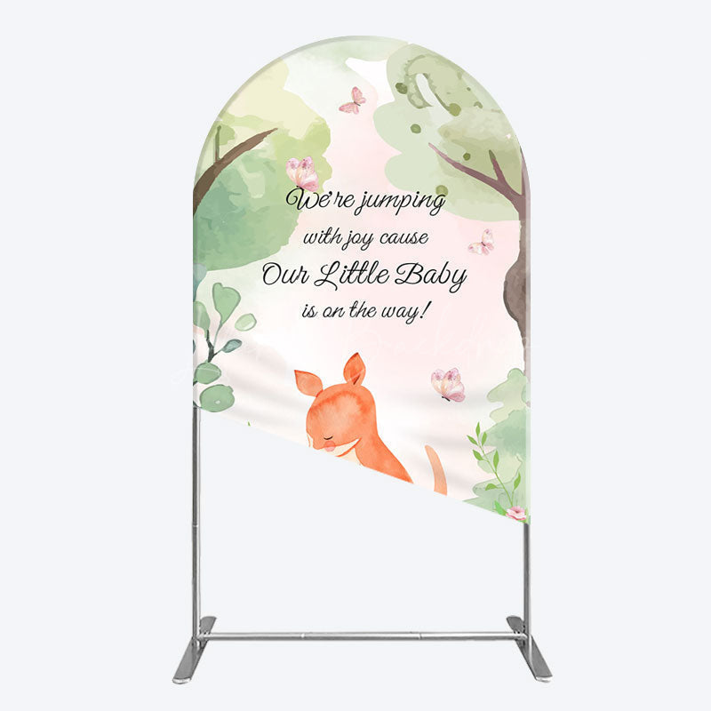 Lofaris Cute Kangaroo Jumping Baby Shower Arch Backdrop