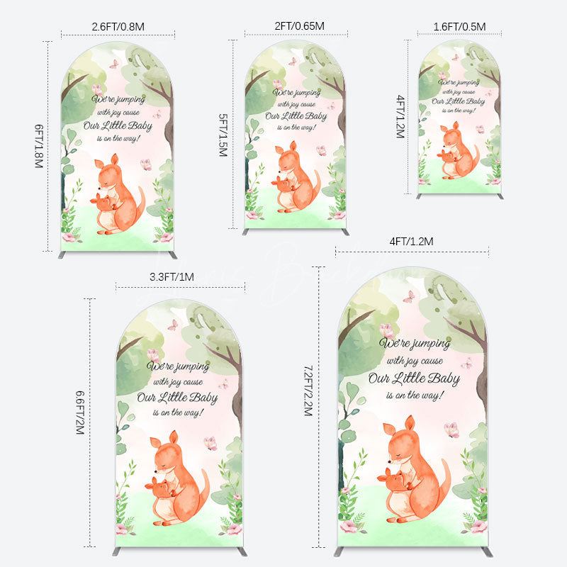 Lofaris Cute Kangaroo Jumping Baby Shower Arch Backdrop