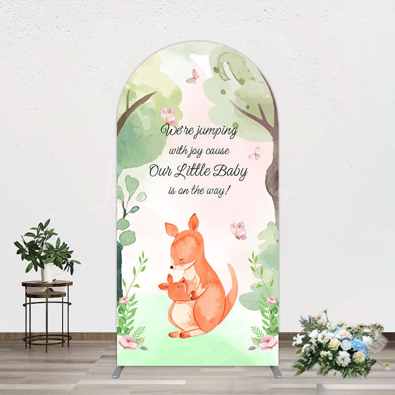 Lofaris Cute Kangaroo Jumping Baby Shower Arch Backdrop