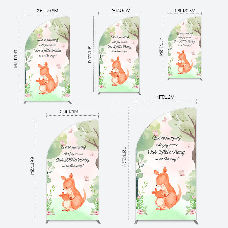 Lofaris Cute Kangaroo Jumping Baby Shower Half Moon Arch Backdrop