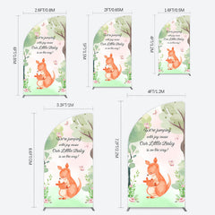 Lofaris Cute Kangaroo Jumping Baby Shower Half Moon Arch Backdrop
