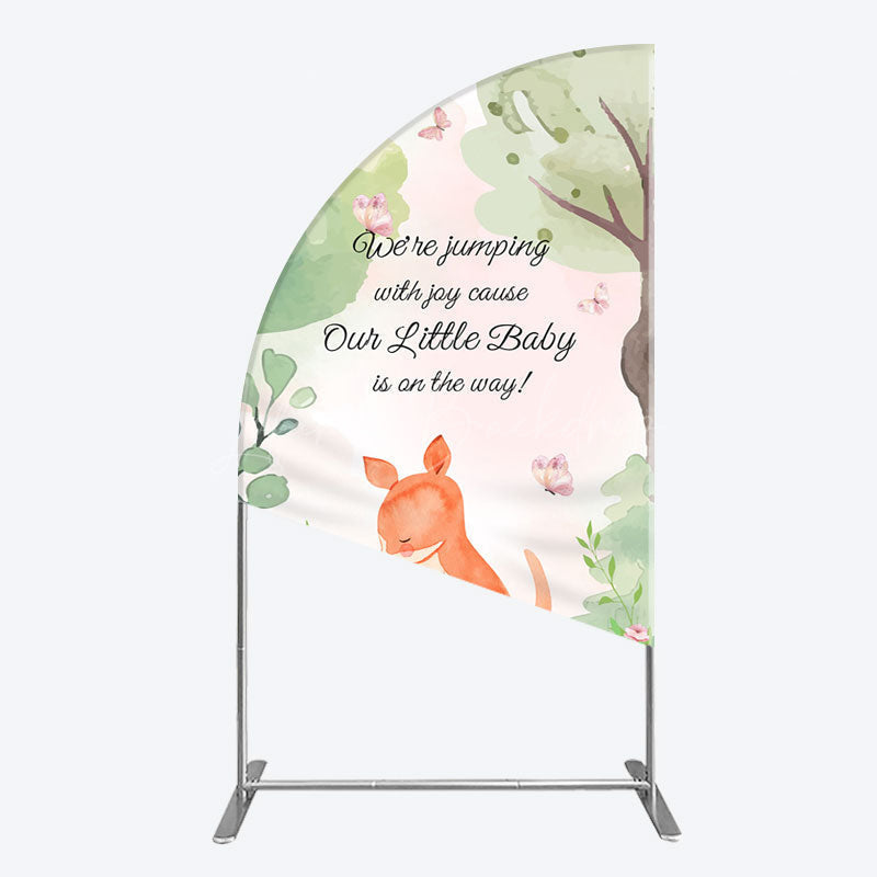 Lofaris Cute Kangaroo Jumping Baby Shower Half Moon Arch Backdrop