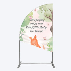 Lofaris Cute Kangaroo Jumping Baby Shower Half Moon Arch Backdrop
