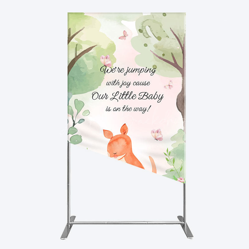 Lofaris Cute Kangaroo Jumping Baby Shower Rectangle Backdrop