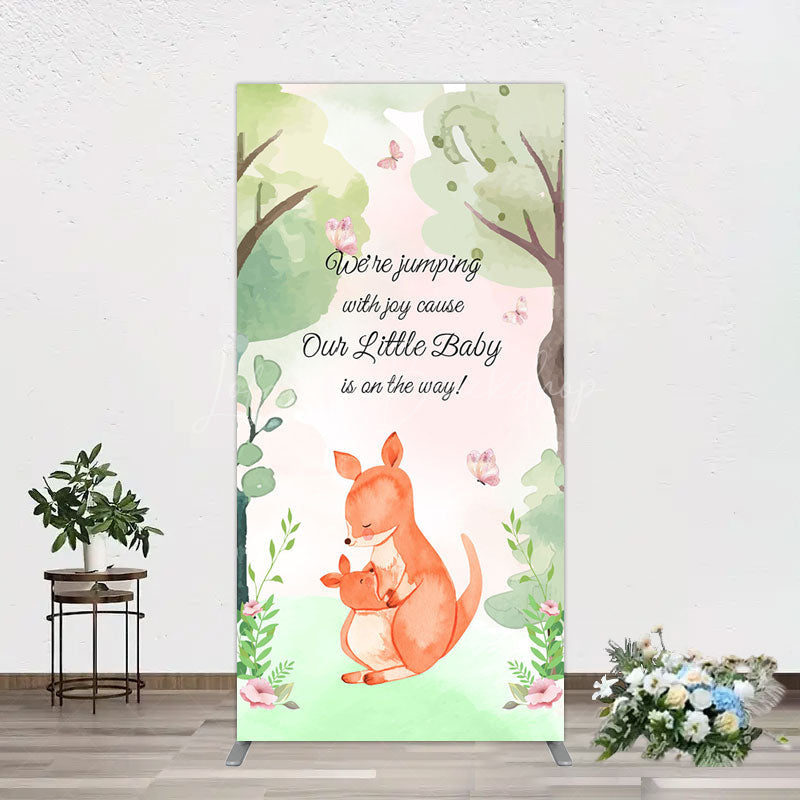 Lofaris Cute Kangaroo Jumping Baby Shower Rectangle Backdrop