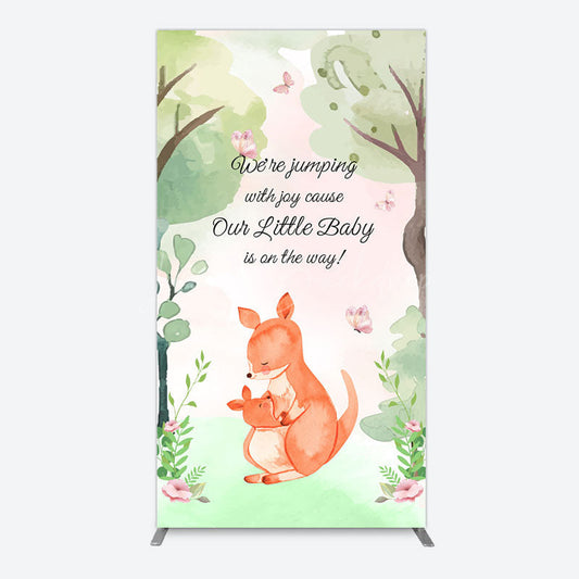 Lofaris Cute Kangaroo Jumping Baby Shower Rectangle Backdrop