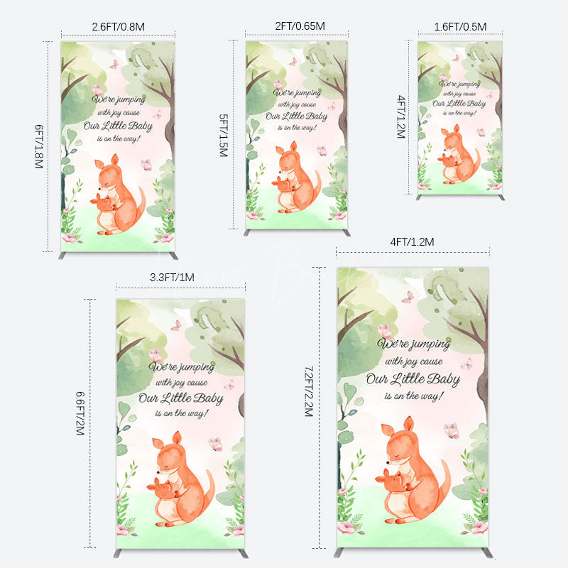 Lofaris Cute Kangaroo Jumping Baby Shower Rectangle Backdrop