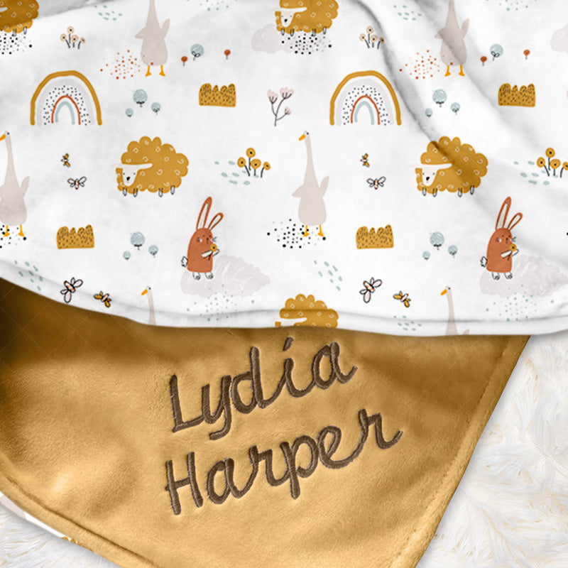 Lofaris Cute Lamp Bunny Goose Rainbow Minky Baby Blanket