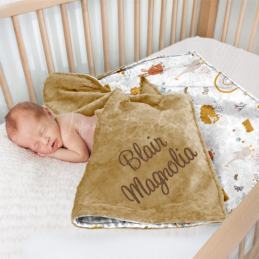 Lofaris Cute Lamp Bunny Goose Rainbow Minky Baby Blanket