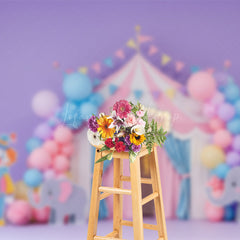 Lofaris Cute Macaron Color Scheme Circus Cake Smash Backdrop