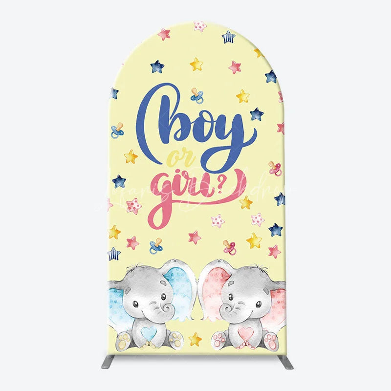 Lofaris Cute Pink Blue Baby Elephant Gender Reveal Arch Backdrop Kit Boy or Girl Shower Party Decor