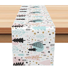 Lofaris Cute Pink Blue Black Pine Trees Stars Table Runner