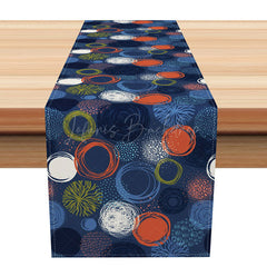 Lofaris Cute Polka Dot and Circle Pattern Table Runner Lovely Abstract Geometric Design Modern Colorful Kitchen Decor