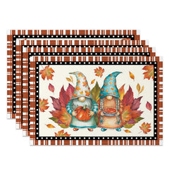 Lofaris Cute Pumpkin Fallen Maple Leaves Set of 4 Placemats