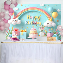 Lofaris Cute Rainbow Clouds Balloon Gift Birthday Backdrop