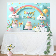 Lofaris Cute Rainbow Clouds Balloon Gift Birthday Backdrop