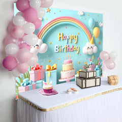 Lofaris Cute Rainbow Clouds Balloon Gift Birthday Backdrop