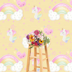 Lofaris Cute Rainbow Unicorn Birthday Cake Smash Backdrop