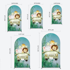 Lofaris Cute Safari Animals Arch Backdrop Jungle Lion Elephant and Giraffe Wild One First Birthday Party Photo Prop