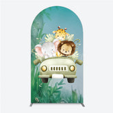 Lofaris Cute Safari Animals Arch Backdrop Jungle Lion Elephant and Giraffe Wild One First Birthday Party Photo Prop