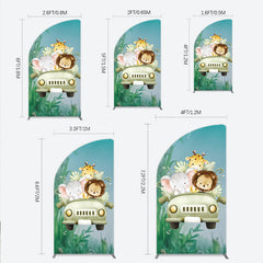 Lofaris Cute Safari Animals Half Moon Arch Backdrop Jungle Lion Elephant and Giraffe Wild One First Birthday Party Photo Prop