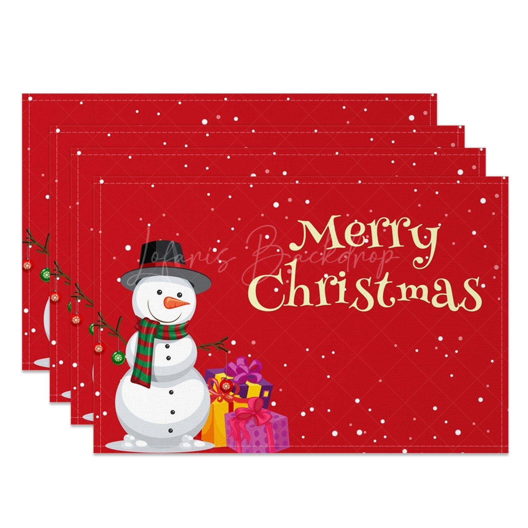 Lofaris Cute Snowman Gift Red Christmas Set Of 4 Placemats
