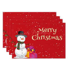 Lofaris Cute Snowman Gift Red Christmas Set Of 4 Placemats