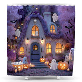 Lofaris Cute Spooky Ghosts Halloween House Shower Curtain