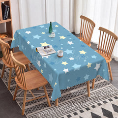 Lofaris Cute Stars Blue Rectangle Tablecloth For Kids