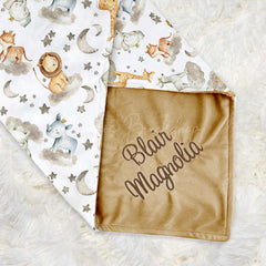Lofaris Cute Stars Moon Clound Animals Minky Baby Blanket