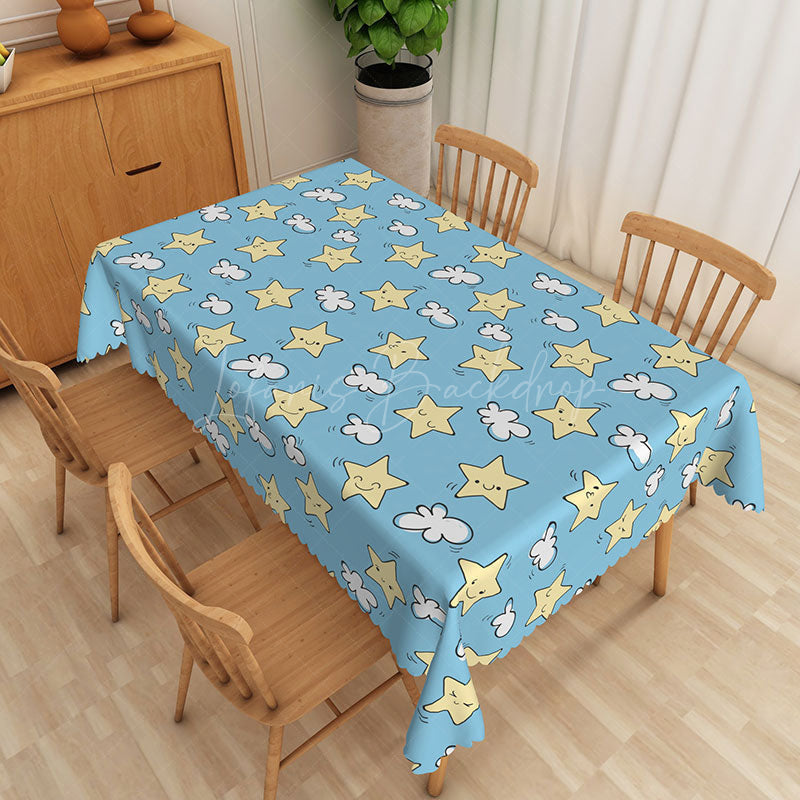 Lofaris Cute Stars With Expressions Rectangular Tablecloth