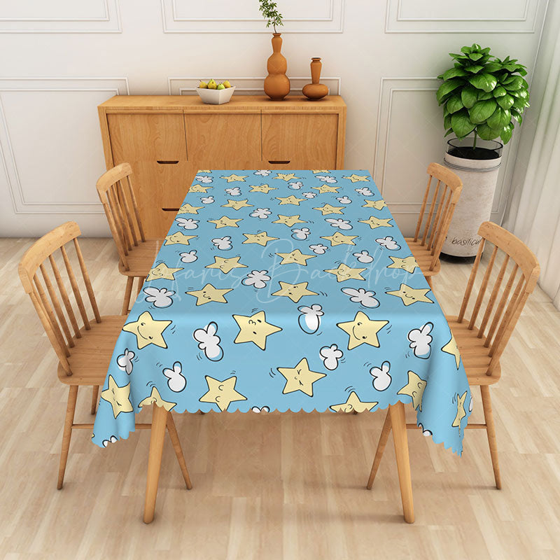 Lofaris Cute Stars With Expressions Rectangular Tablecloth
