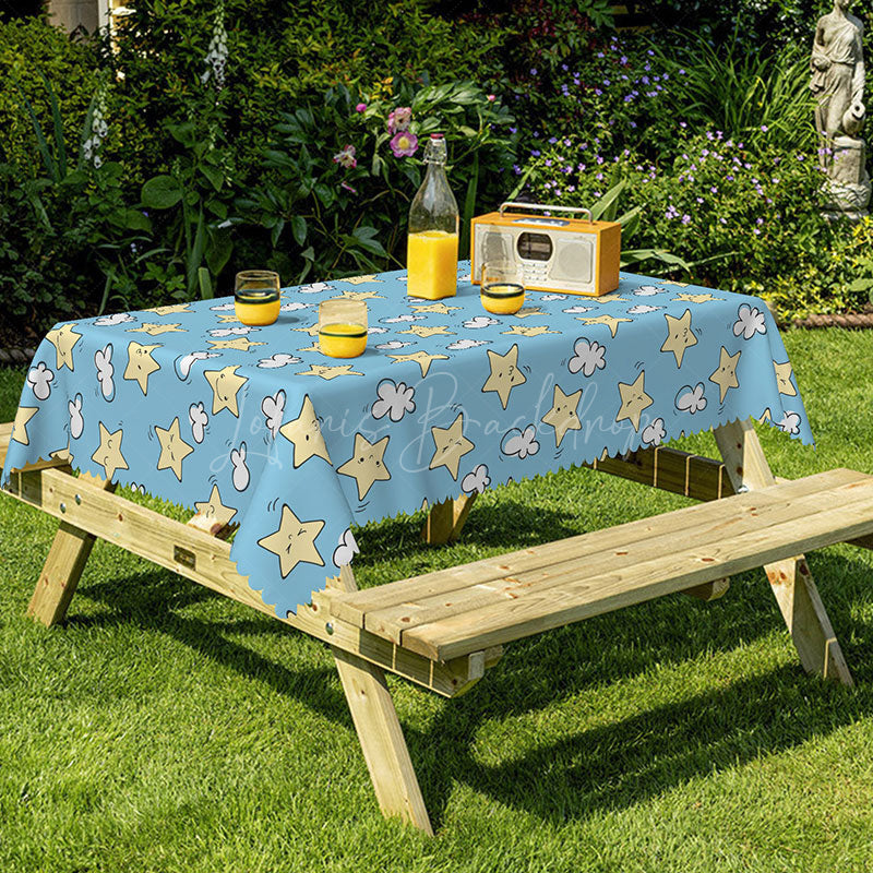Lofaris Cute Stars With Expressions Rectangular Tablecloth