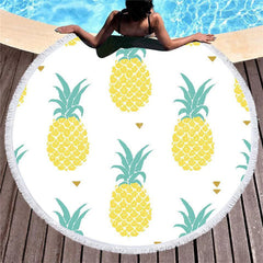 Lofaris Cute Summer Pineapple Patterned Round Beach Towel