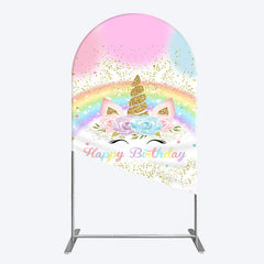Lofaris Cute Unicorn Rainbow Glitter Birthday Arch Backdrop