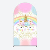 Lofaris Cute Unicorn Rainbow Glitter Birthday Arch Backdrop