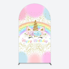 Lofaris Cute Unicorn Rainbow Glitter Birthday Arch Backdrop