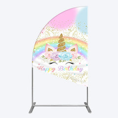 Lofaris Cute Unicorn Rainbow Glitter Birthday Half Moon Arch Backdrop
