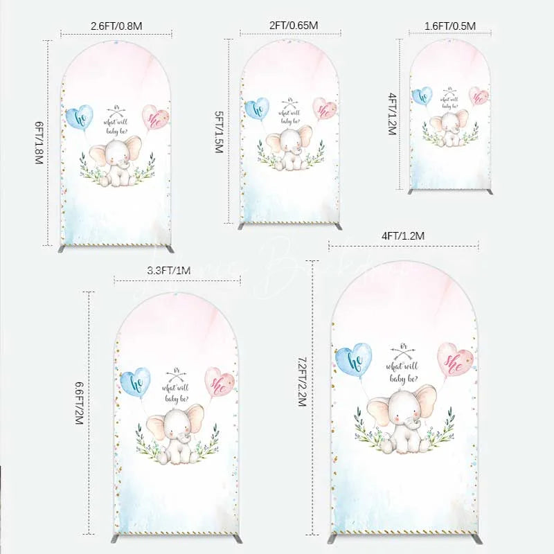 Lofaris Cute Watercolor Baby Elephant Gender Reveal Arch Backdrop Pink Blue Hearts Or What Will Be Party