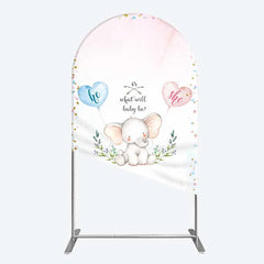 Lofaris Cute Watercolor Baby Elephant Gender Reveal Arch Backdrop Pink Blue Hearts Or What Will Be Party