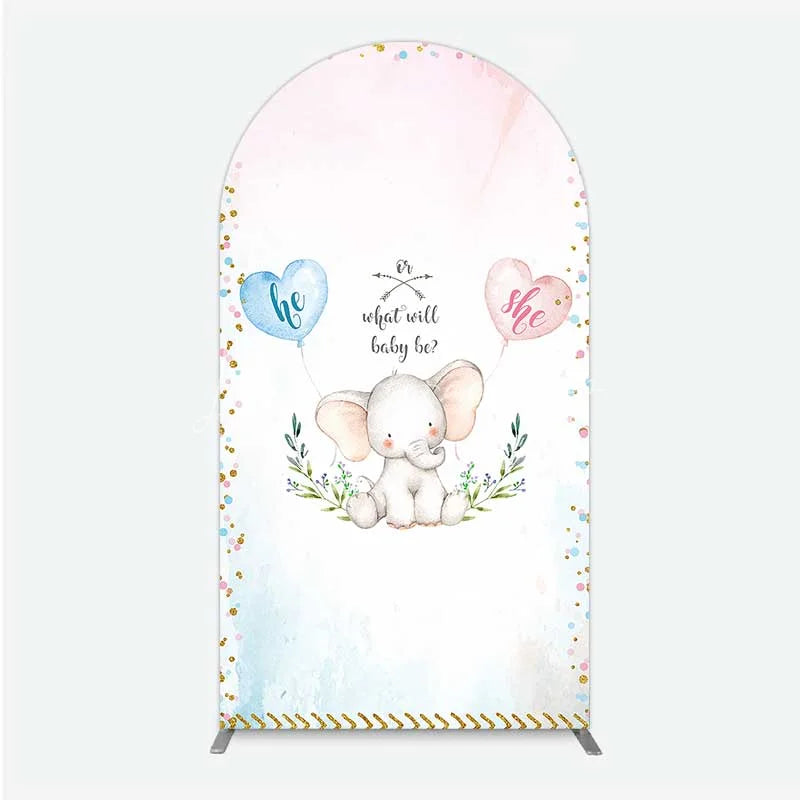 Lofaris Cute Watercolor Baby Elephant Gender Reveal Arch Backdrop Pink Blue Hearts Or What Will Be Party