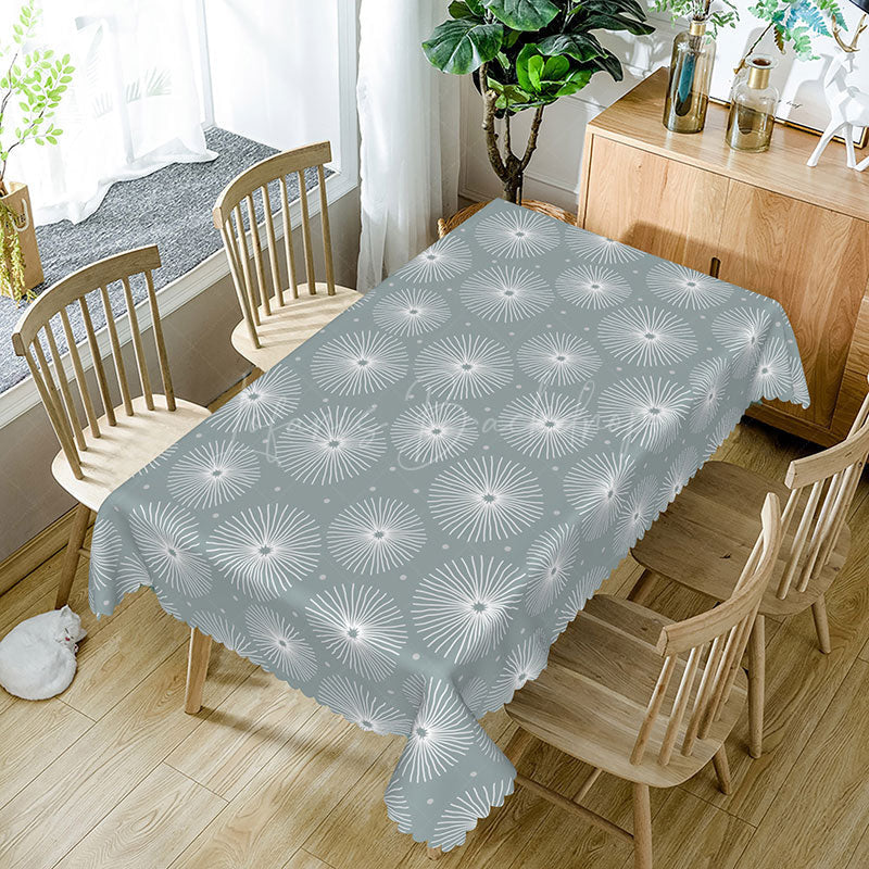 Lofaris Cute White Dandelion Rectangle Tablecloth for Whimsical Spring and Modern Farmhouse Kitchen Decor