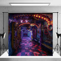 Lofaris Cyberpunk Graffiti Hallway Photography Backdrop 80s Neon Light Urban Wall for Retro Themed Photo Shoots