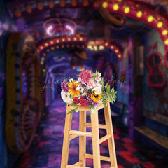 Lofaris Cyberpunk Graffiti Hallway Photography Backdrop 80s Neon Light Urban Wall for Retro Themed Photo Shoots