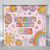 Lofaris Daisy Ball Groovy One Custom Name Birthday Backdrop