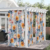 Lofaris Daisy Drawing Waterproof Printed Outdoor Curtains