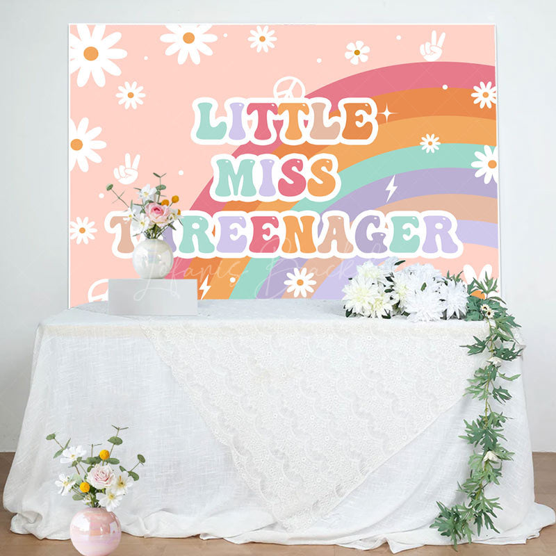 Lofaris Daisy Floral Rainbow Little Miss Threenager Backdrop