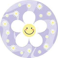 Lofaris Daisy Floral Round Backdrop Yellow White Spring Flower Circle Frame Wedding Birthday Baby Shower Photo Background