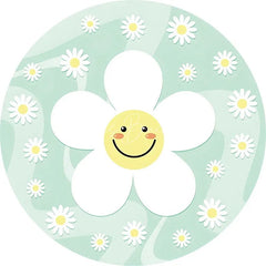 Lofaris Daisy Floral Round Backdrop Yellow White Spring Flower Circle Frame Wedding Birthday Baby Shower Photo Background